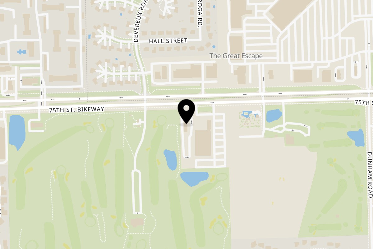 Map showing the location of Nonnies Pizza on 1565 75th St in Woodridge
